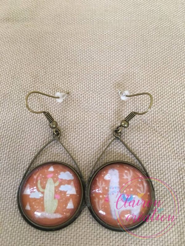 Boucles triangle Lama et Cactus