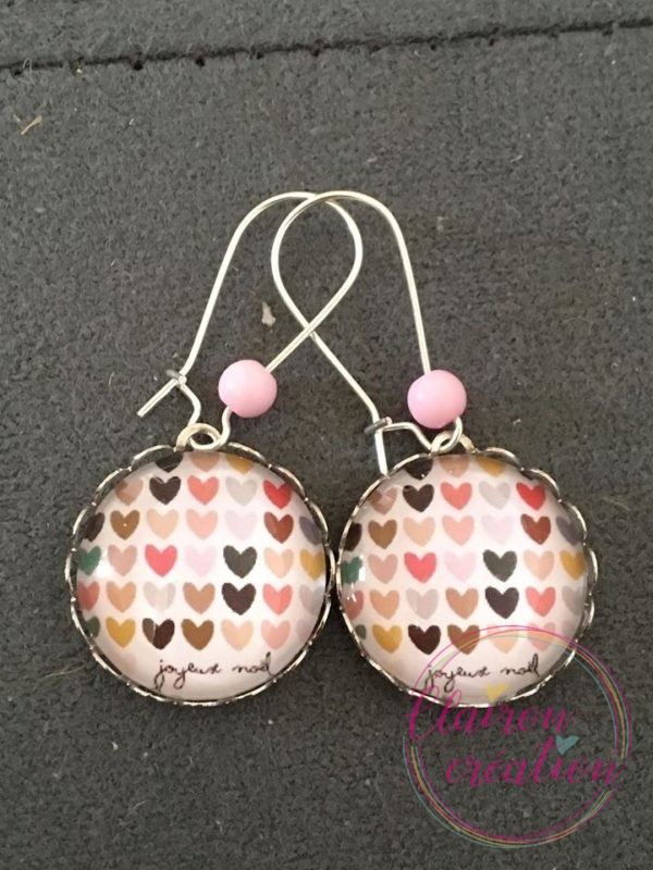 Boucles Pendantes Joyeux Noël en Cœur