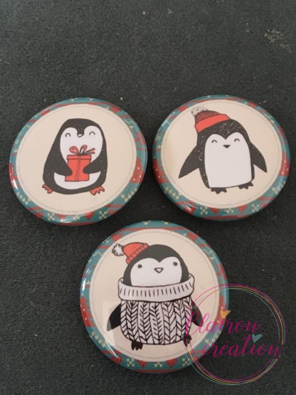 Badge Pingouins de Noël