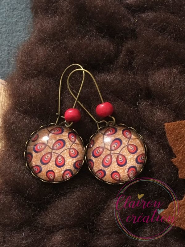 Boucles Pendantes wax rouge marron