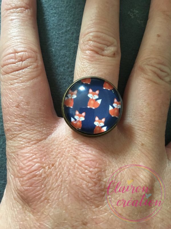 Bague Renard fond bleu