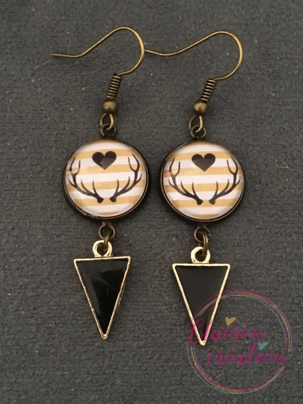 Boucles Bois de Cerf Or Noir
