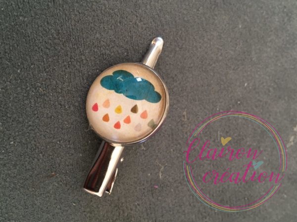 Barrette nuage et pluie colorées