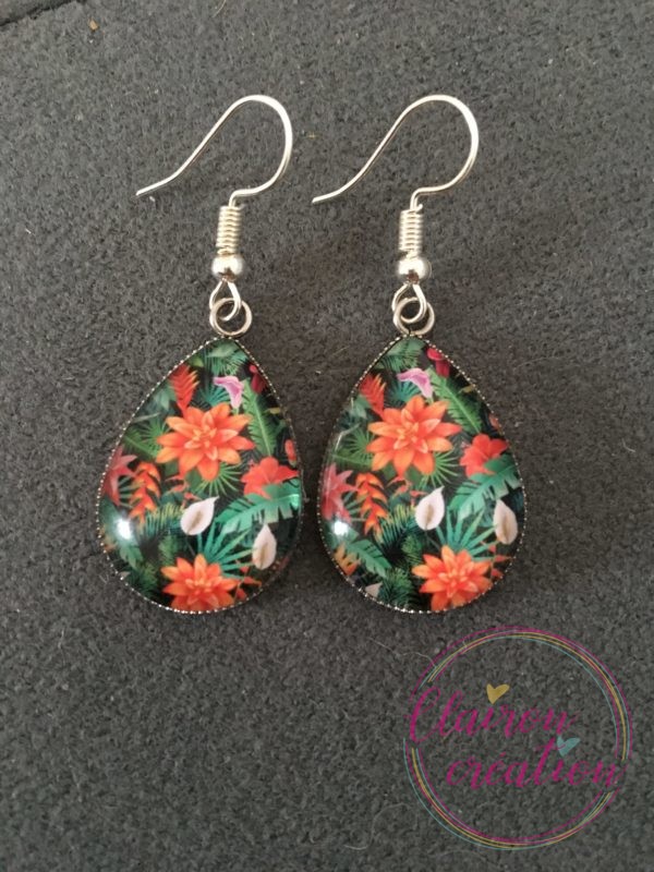 Boucles goutte Motif tropical APDC