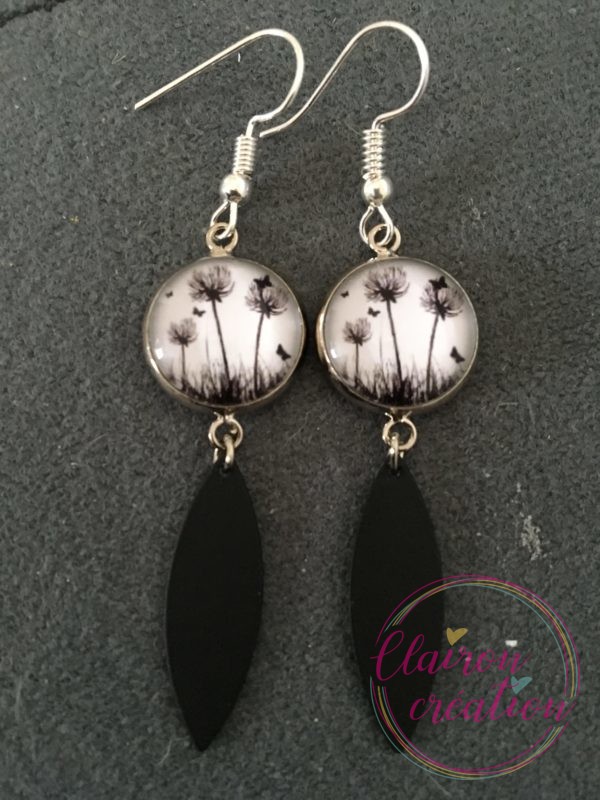 Boucles pissenlits noir et blanc