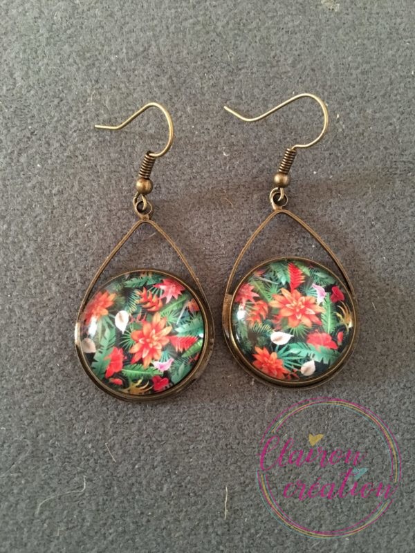 Boucles triangles motif tropical apdc