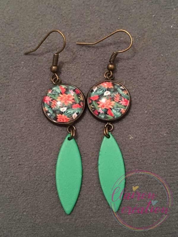 Boucles pendantes Motif tropical APDC