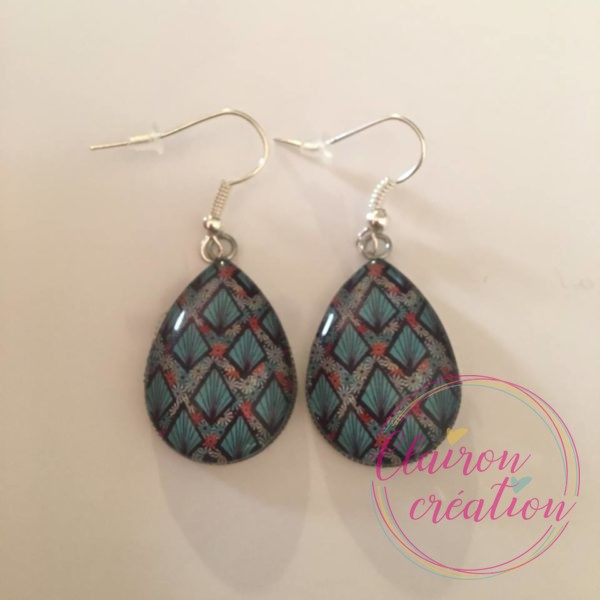 Boucles goutte fleurs forme géométrique