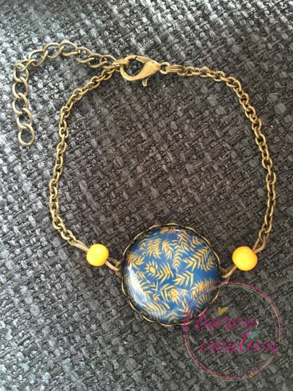 Bracelet Feuillage jaune et bleu