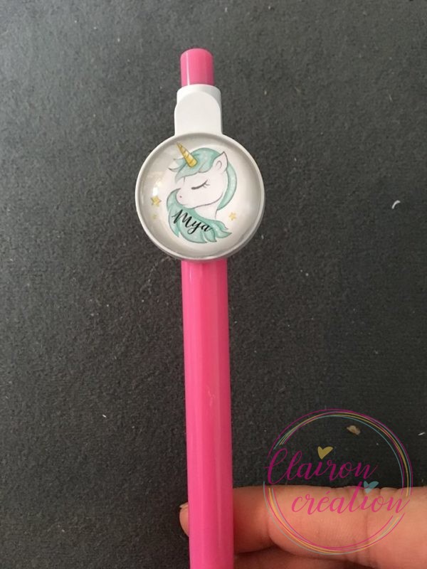 Crayon Licorne Prénom personnalisé Rose