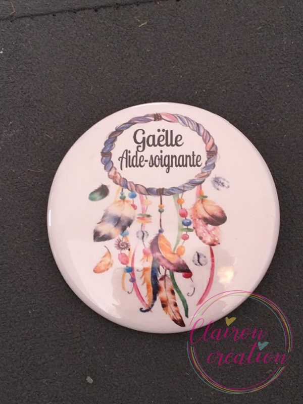 Badge prénom aide soignante attrape rêve