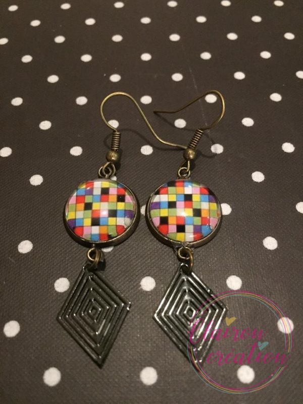 Boucles damier multicouleur