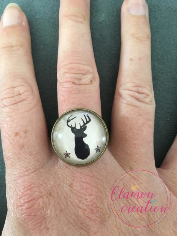 Bague Noël buste de cerf