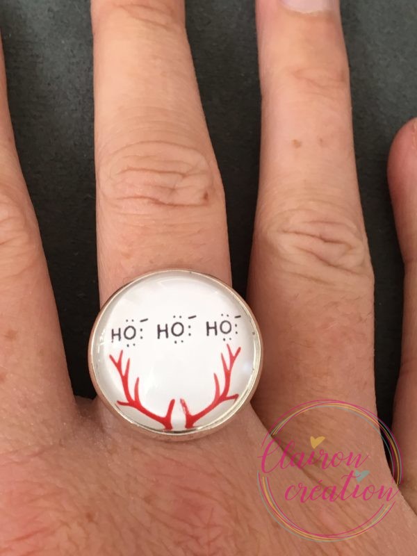 Bague Noël bois de cerf ho ho ho ho
