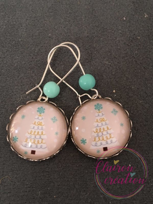 Boucles Pendantes Sapin de Noël sous la neige