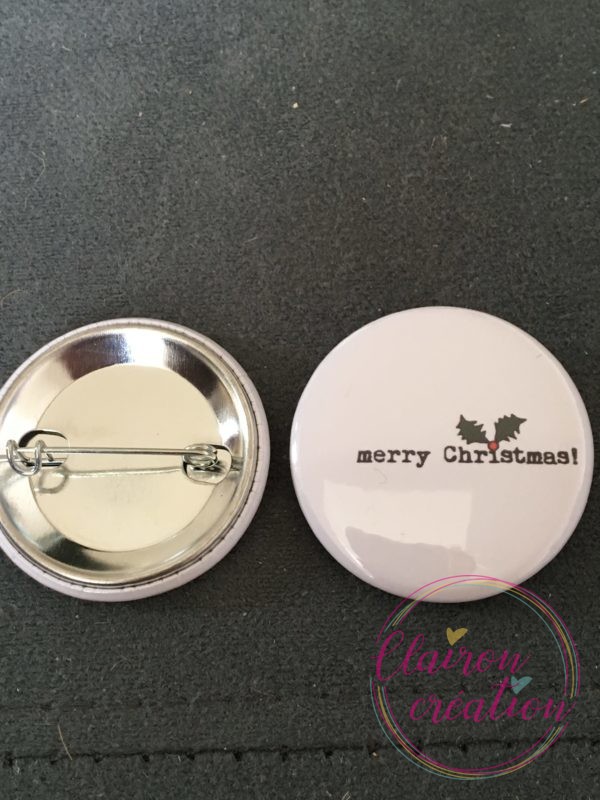 Badge Merry christmas Houx Noël