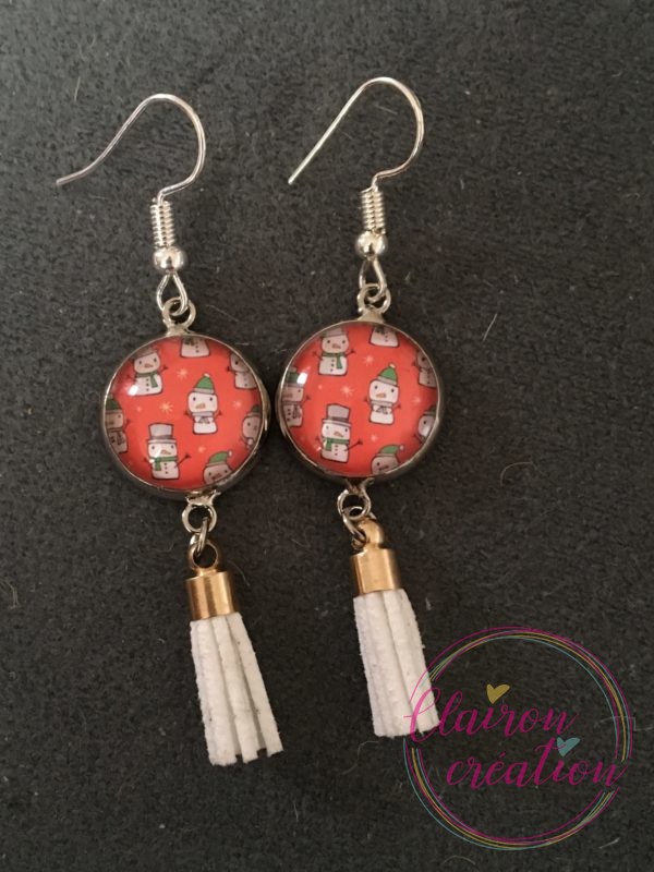 Boucles pompon Bonhomme de neige Noël
