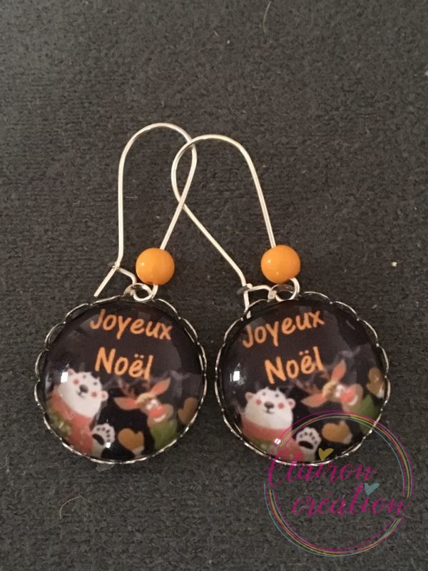 Boucles Pendantes Ours et Cerf souhaitent joyeux Noël