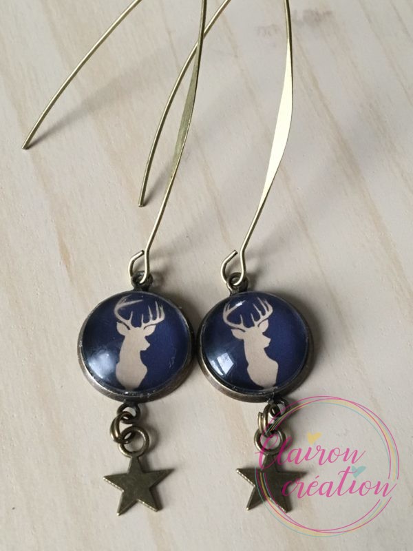 Boucles hameçon Noël buste de cerf