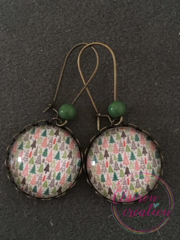 Boucles Pendantes Noël Forêt de Sapins