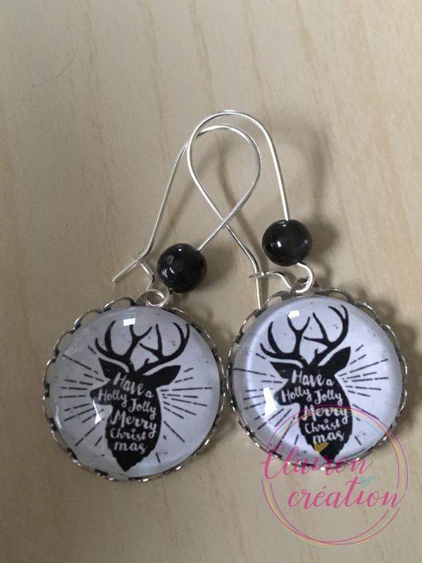 Boucles Pendantes Noël tête de Cerf