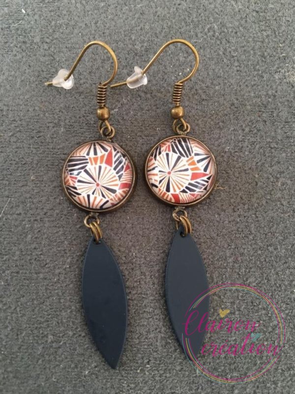 Boucles pendantes éventails géométrique