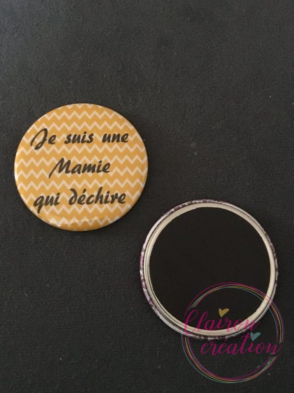 Magnet je suis une mamie qui déchire zig zag jaune