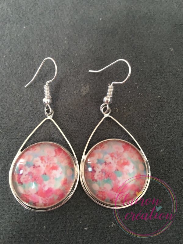 Boucles triangle Fleurs Rose pale