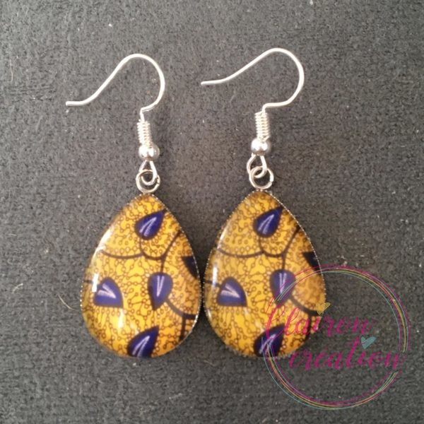 Boucles goutte lierres fond jaune