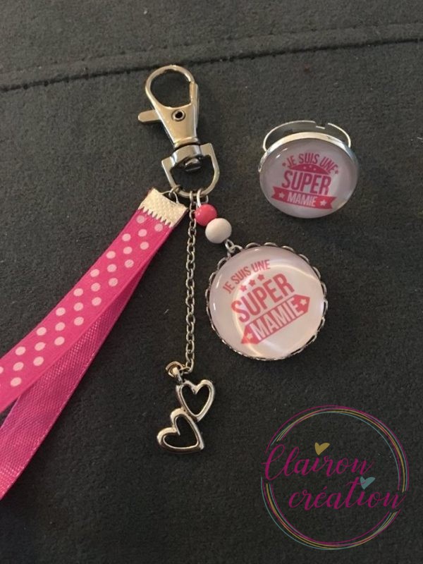 Parure Je suis une Super Mamie fond rose