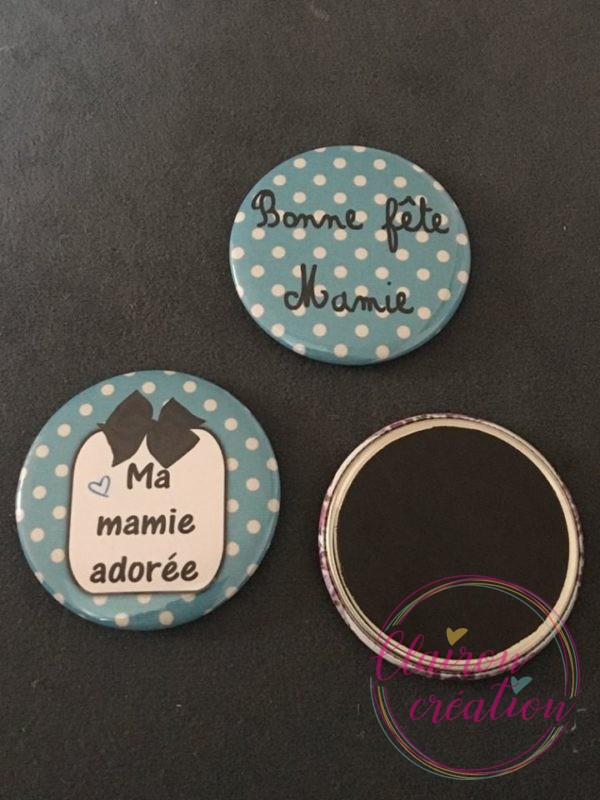 Magnet bonne fête mamie ou ma mamie adorée fond bleu