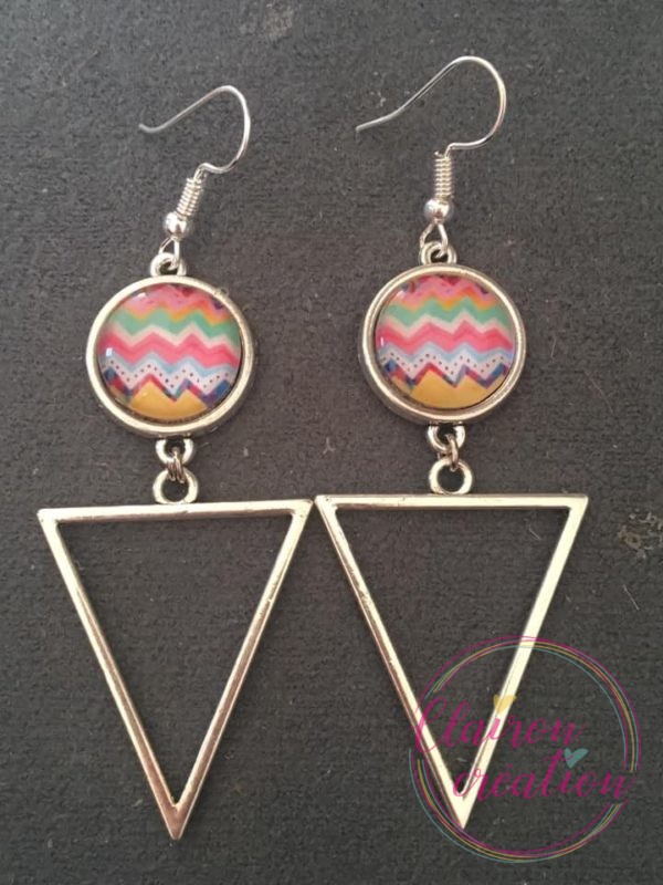 Boucles Pendantes zig zag motif Incas