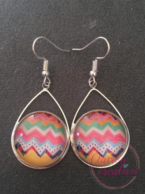 Boucles triangle motifs Incas colorés