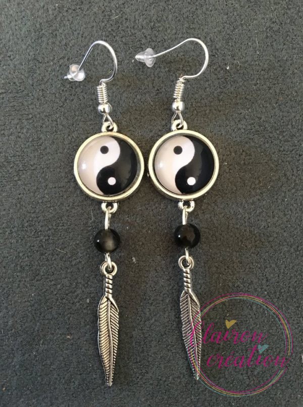 Boucles pendantes ying et yang