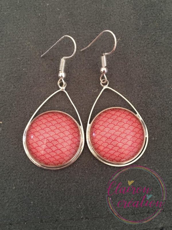 Boucles triangle éventails rouge