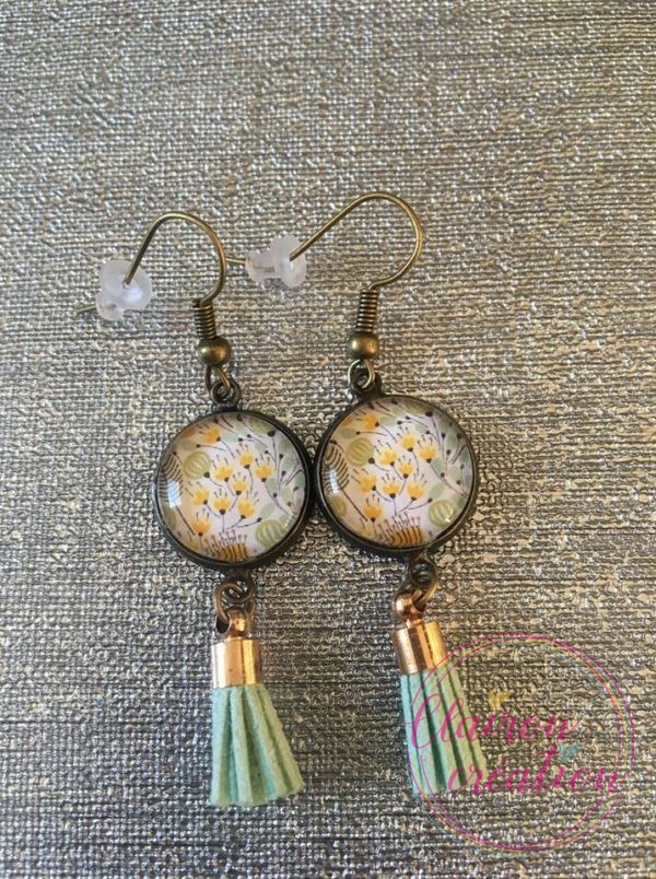 Boucles pompon fleurs jaunes