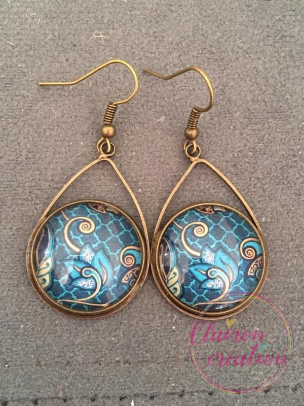 Boucles triangle fleur Lotus Bleu