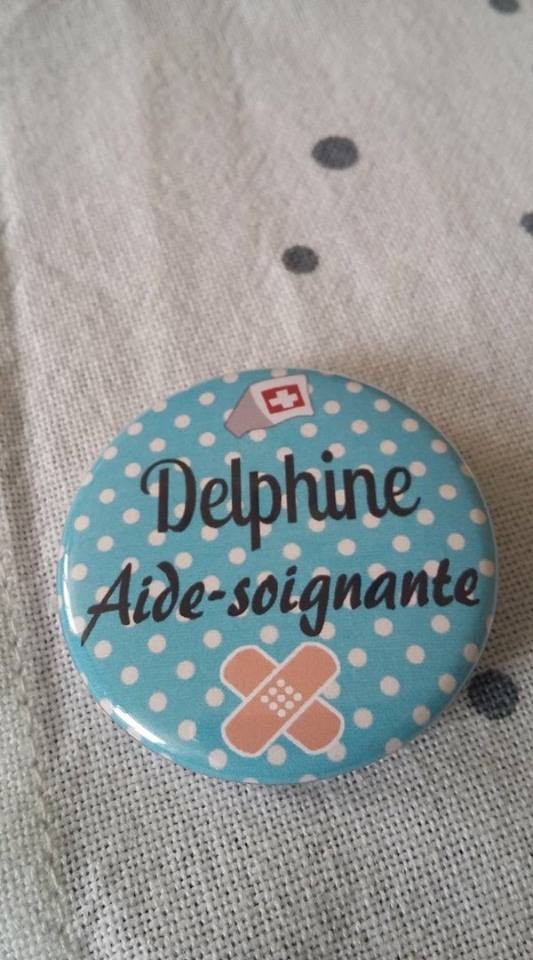 Badge prénom Aide Soignante ton bleu