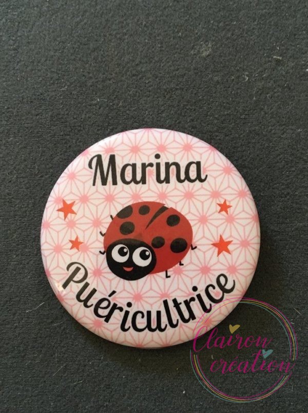 Badge prénom puericultrice coccinelle