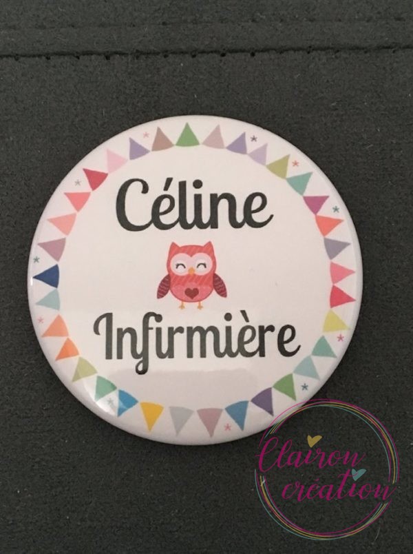 Badge prénom infirmiere petit oiseau