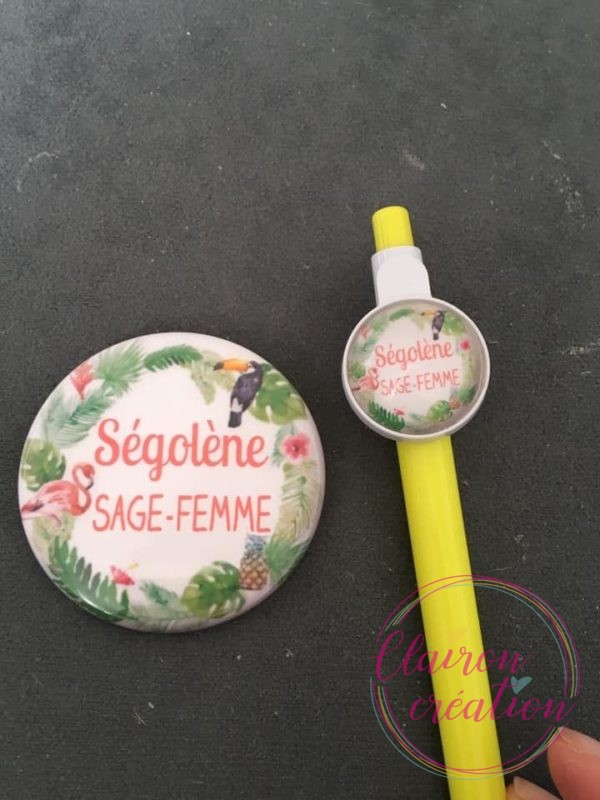 Badge prénom sage femme avec crayon