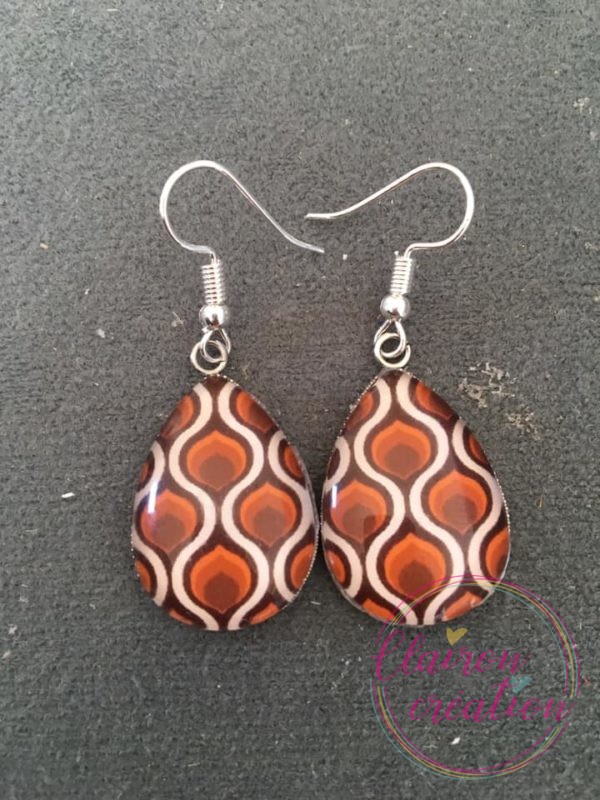 Boucles goutte zig zag marron blanc