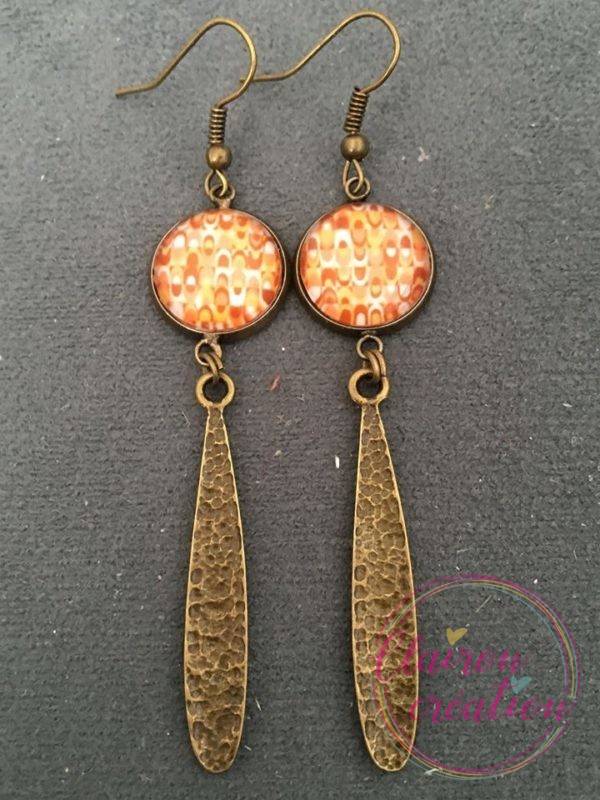 Boucles Vintage rétro ton orange