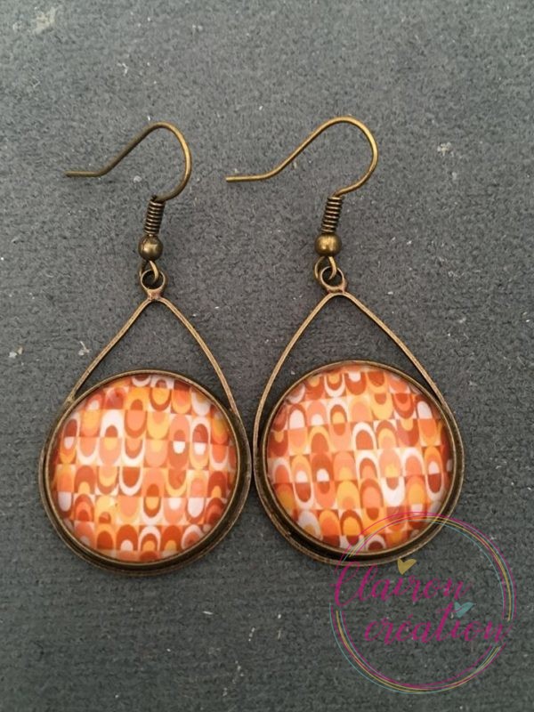 Boucles triangle vintage rétro tons oranges