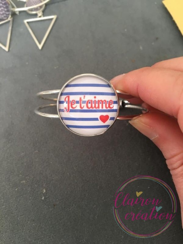 Bracelet Manchette Marinière Je t'aime