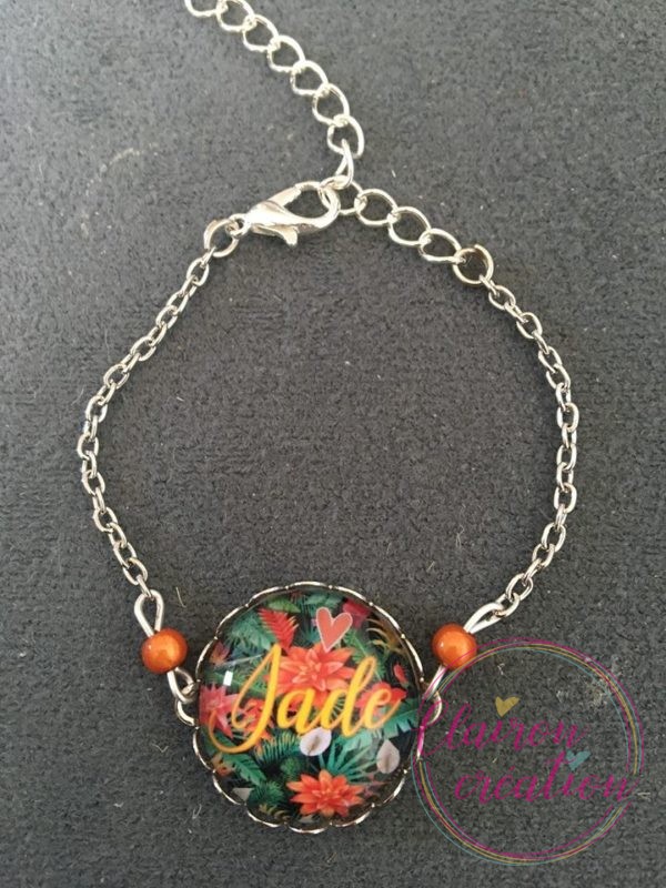 Bracelet Fleurs Tropicales avec Prénom