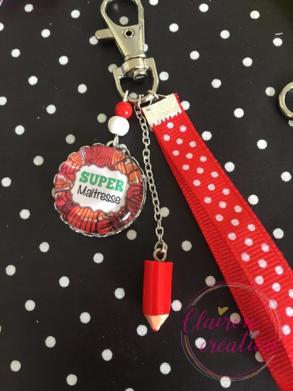 Porte Clé Super maîtresse ton rouge