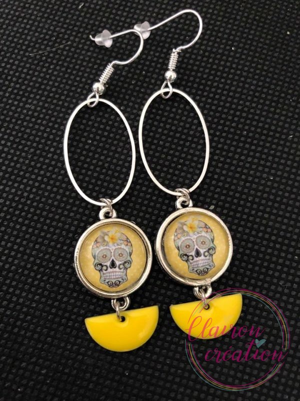 Boucles pendantes Tête de mort méxicaine