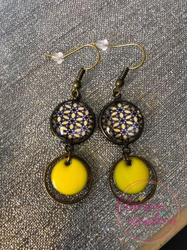 Boucles pendantes pétales Jaunes