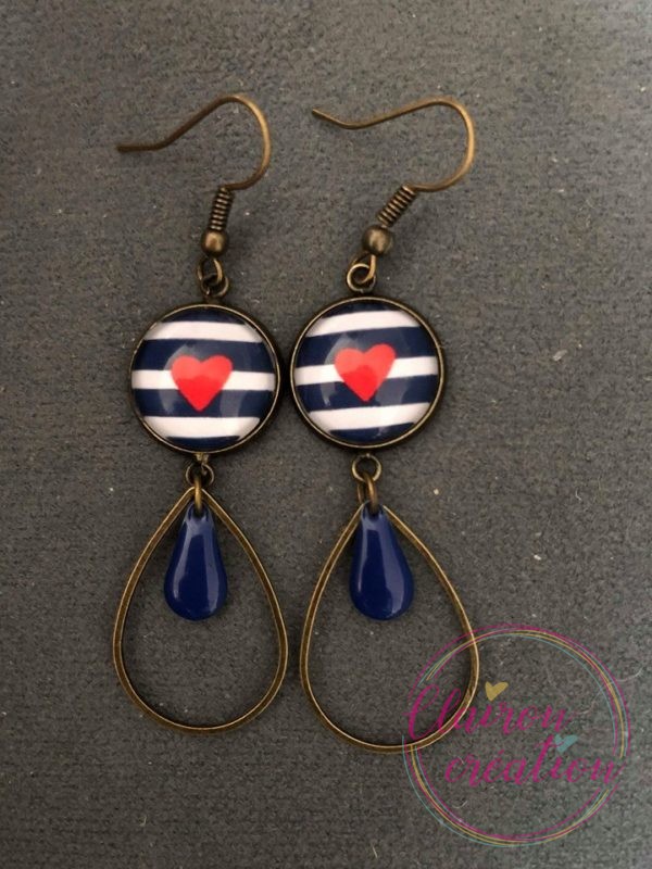 Boucles pendantes Coeur de Marin avec gouttes